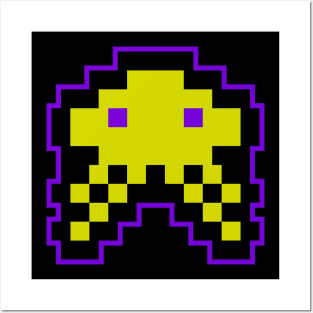 Yellow Alien 8 Bit Posters and Art